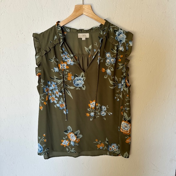 LOFT Tops - LOFT Sleeveless Casual Polyester Floral Blouse Large